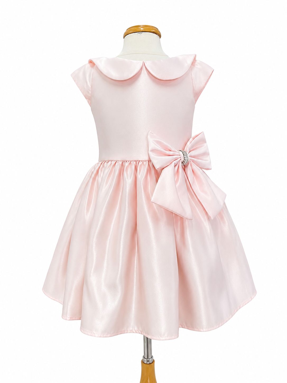 Vestido Petal Pink saten moño cintura