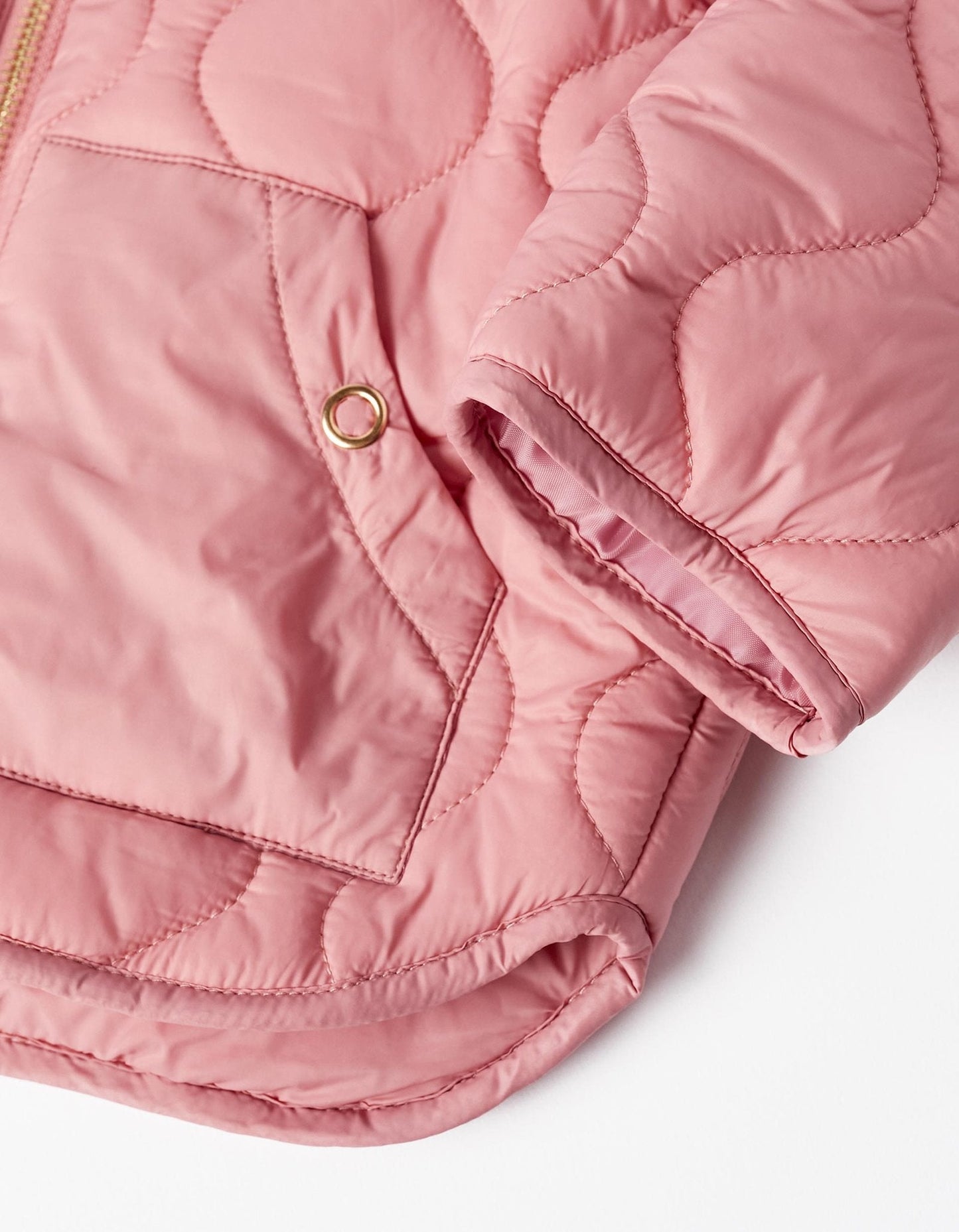 chaqueta acolchada , palo de rosa con capucha.