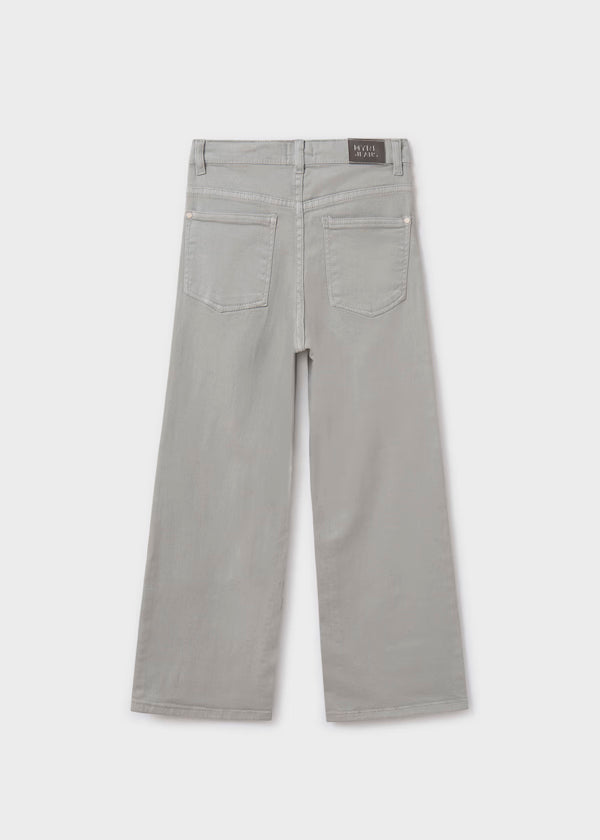 Pantalón ancho sarga, denim tono cenemento