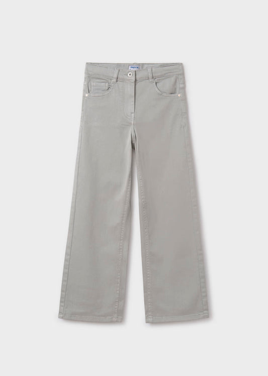 Pantalón ancho sarga, denim tono cenemento