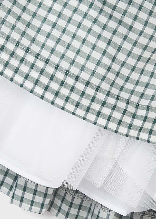 vestido a cuadros con manga rufle