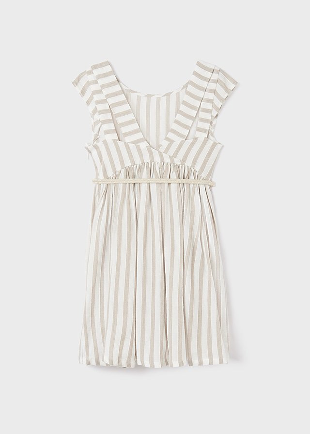 vestido a rayas tipo campirano con cinto