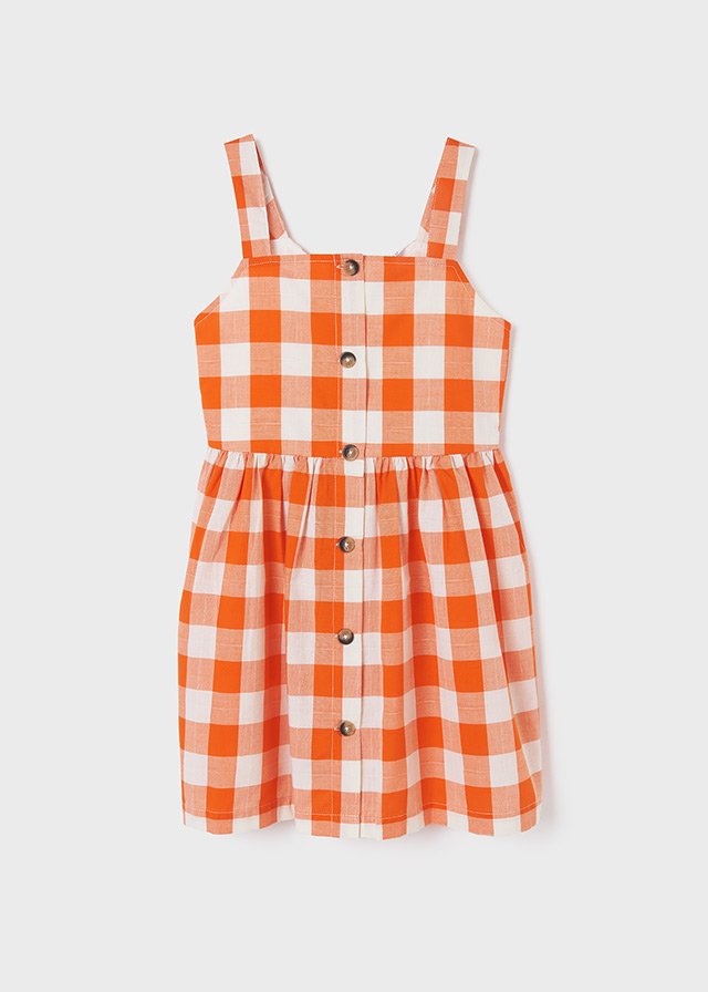 vestido de verano, cuadros naranja