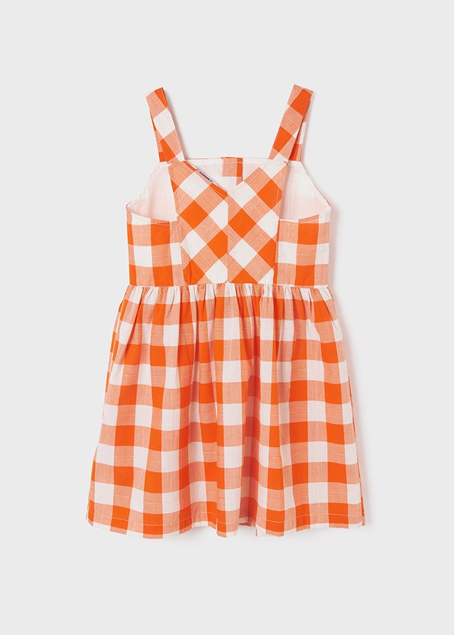 vestido de verano, cuadros naranja