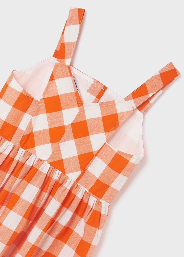 vestido de verano, cuadros naranja