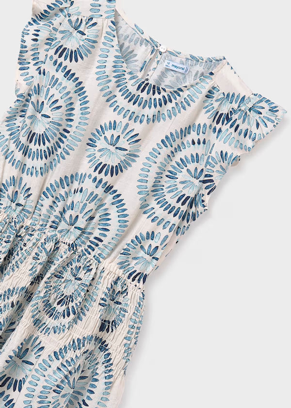 Vestido estampado Blanco con elementos azules