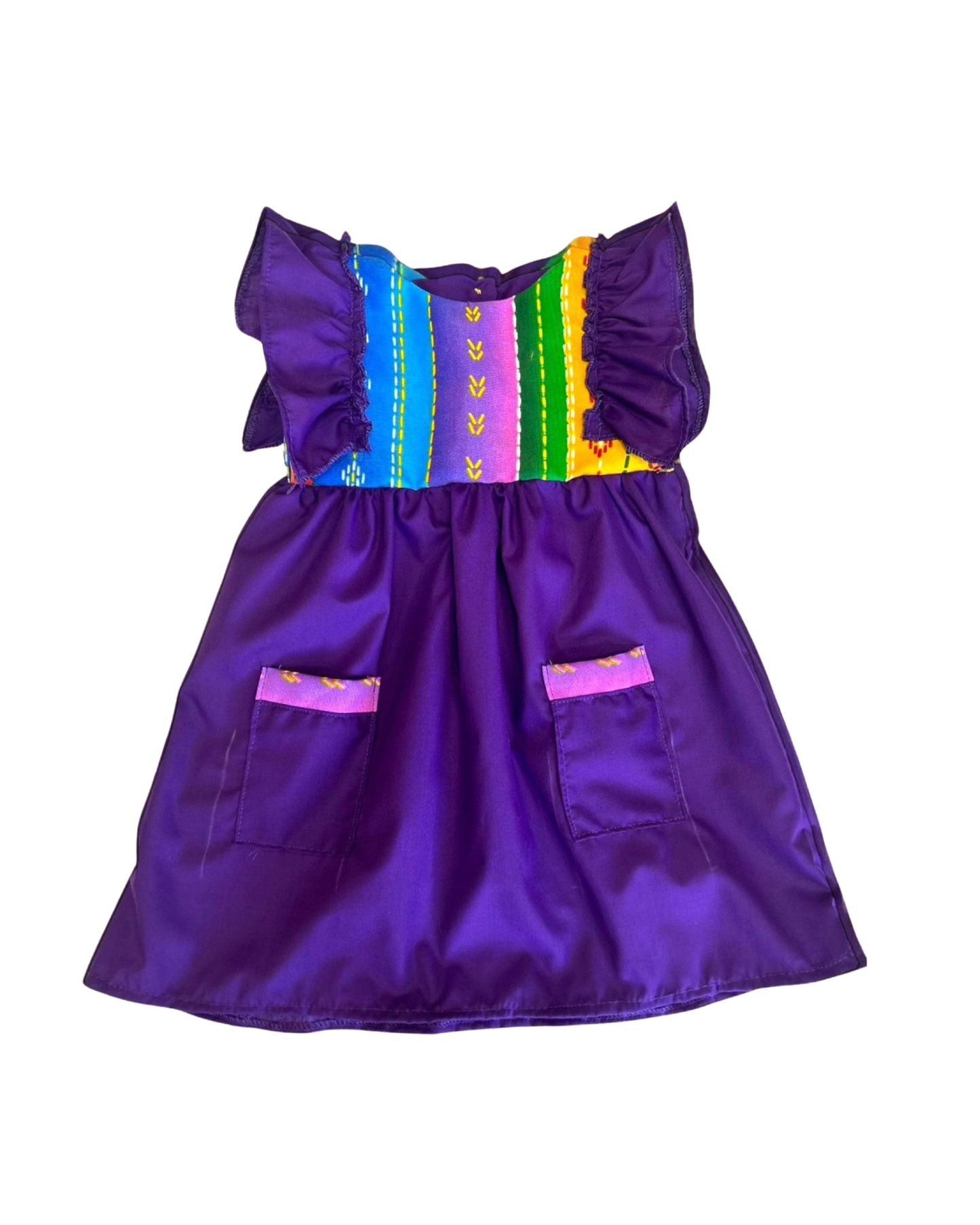 VESTIDO ELEMENTOS PATRIOS COLOR MORADO PETO RAYAS