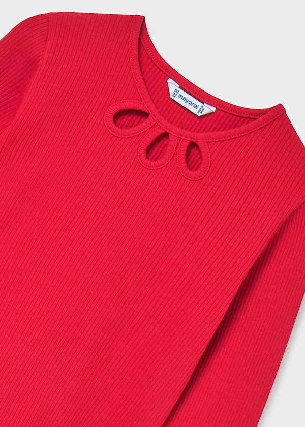 Jersey detalles canalé color rojo