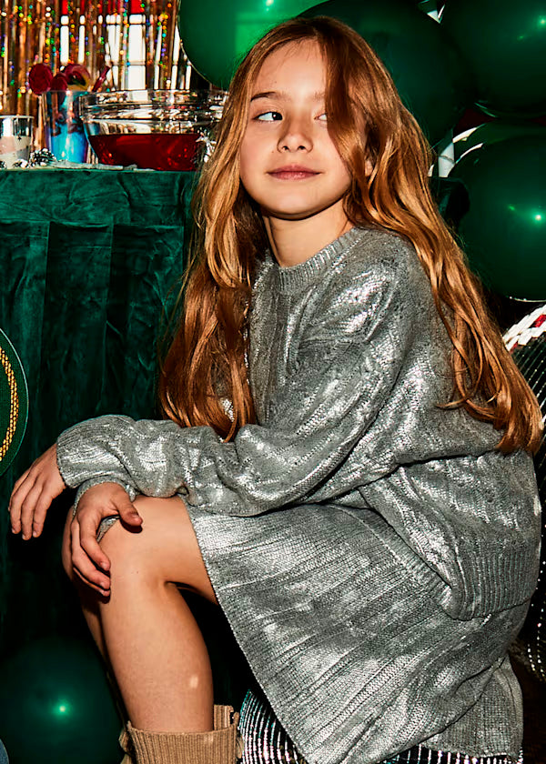 conjunto jersey y falda tricot plata