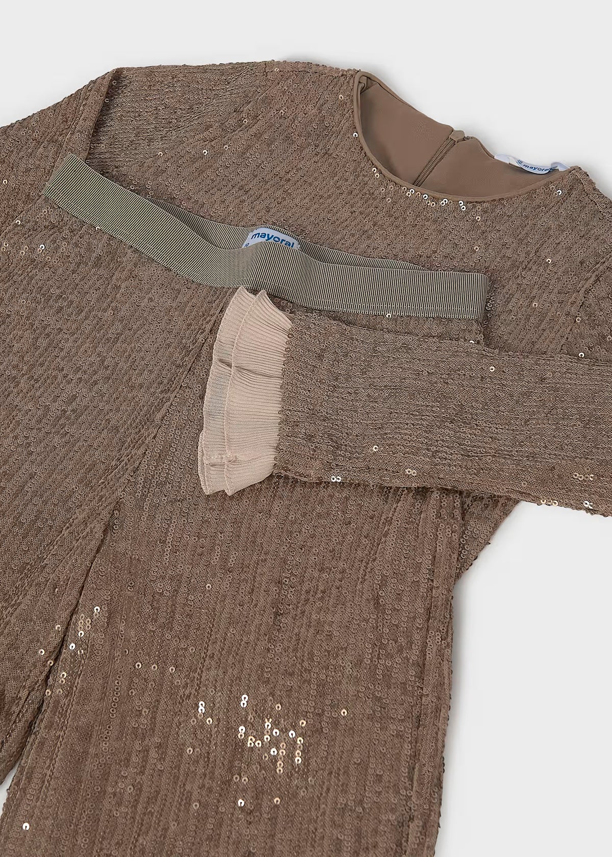 Conjunto pantalón y blusa lentejuela bronce