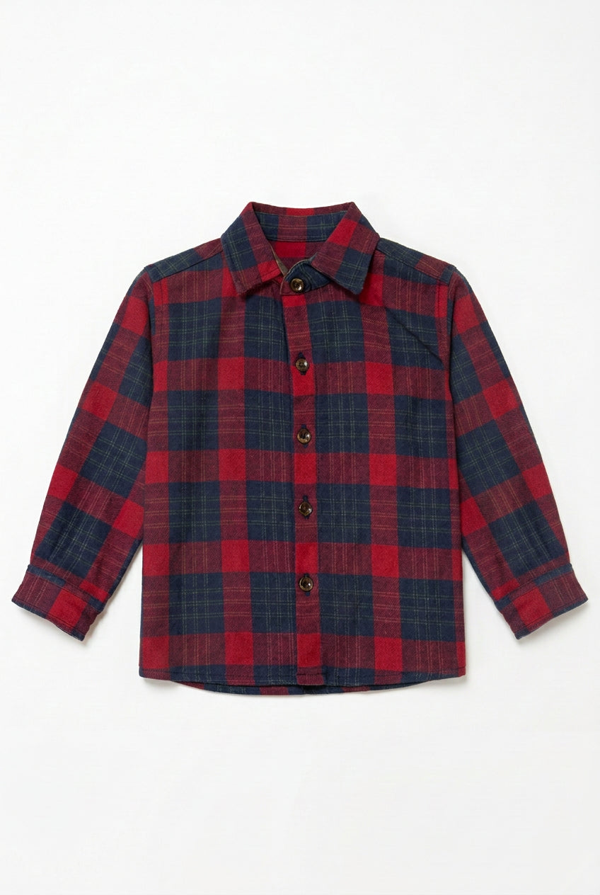 camisa franela cuadros azul y rojo
