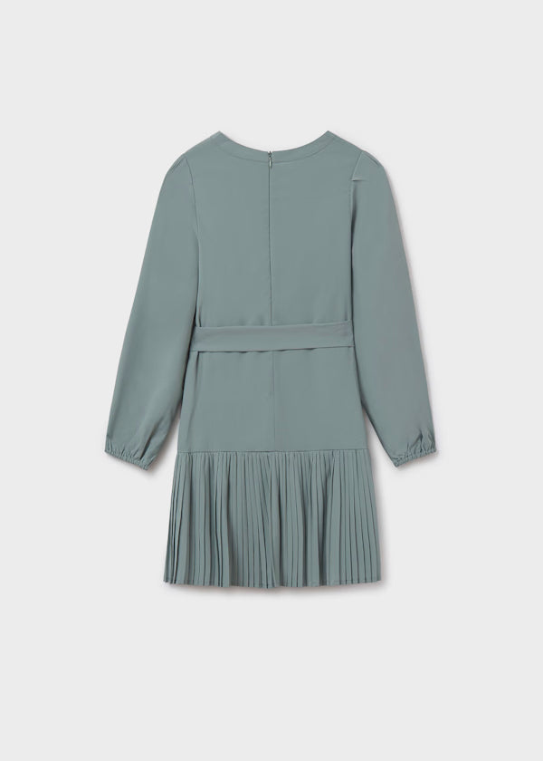 Vestido plisado crepe color jade