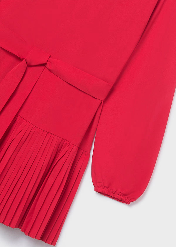 Vestido plisado crepe color rojo