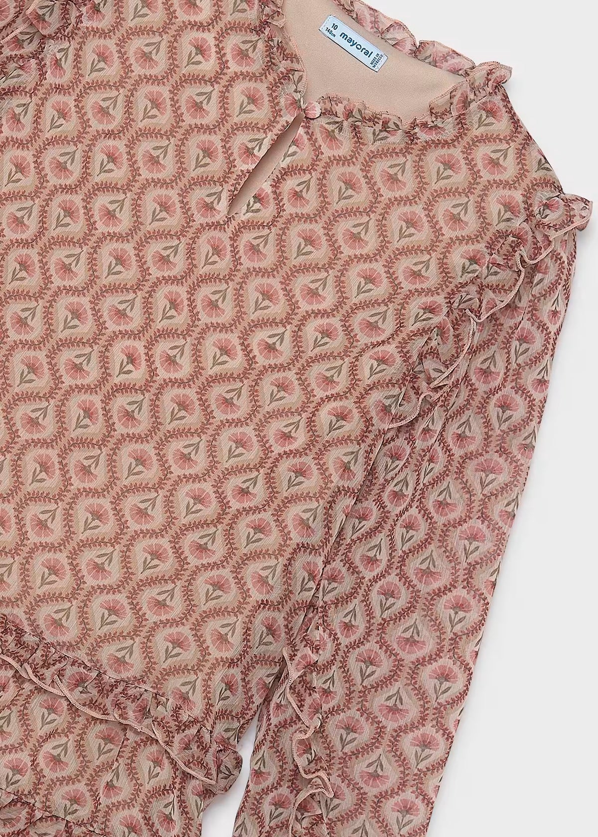 Vestido bambula estampado tonos rosado