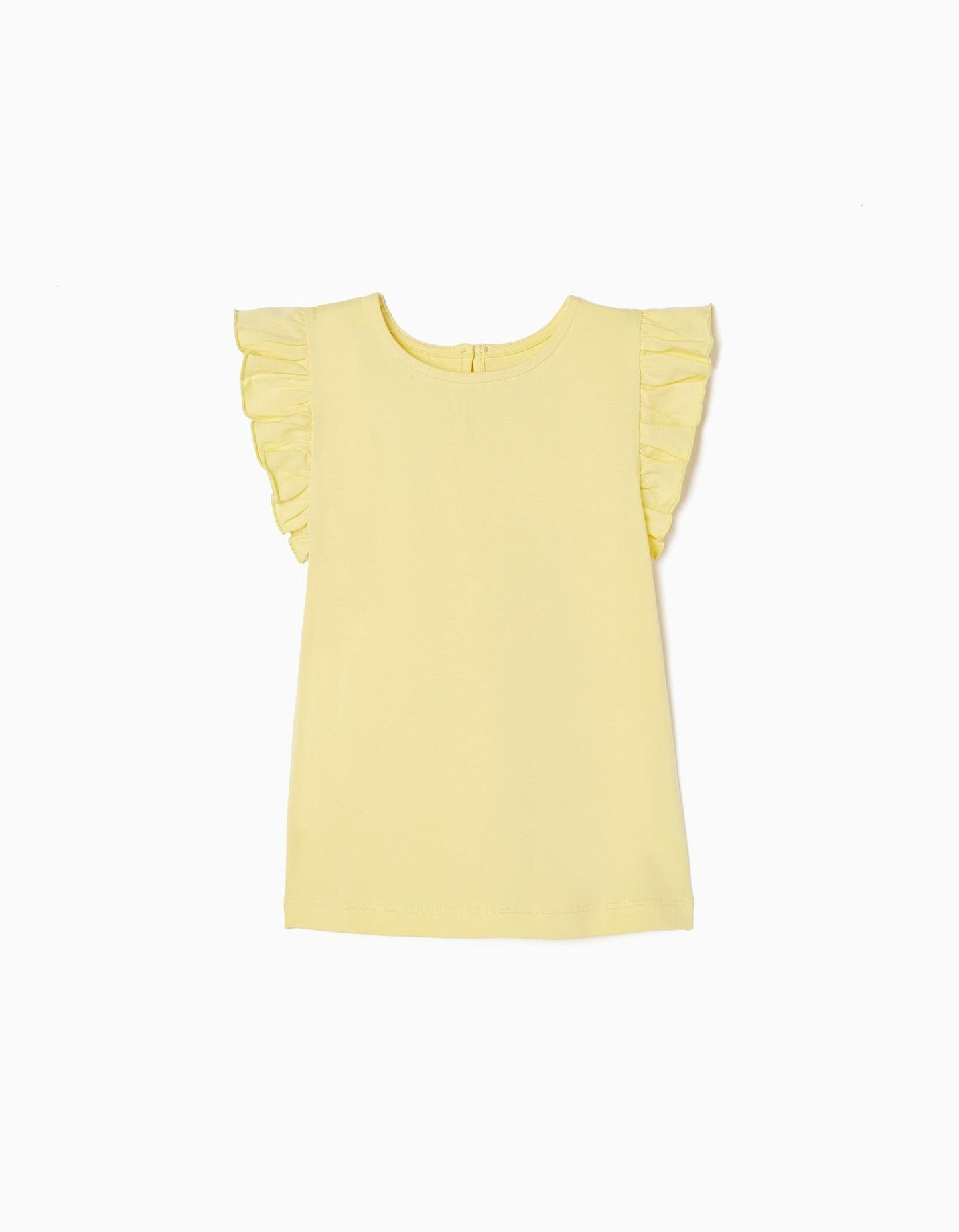 camiseta color amarillo, manga ruffle