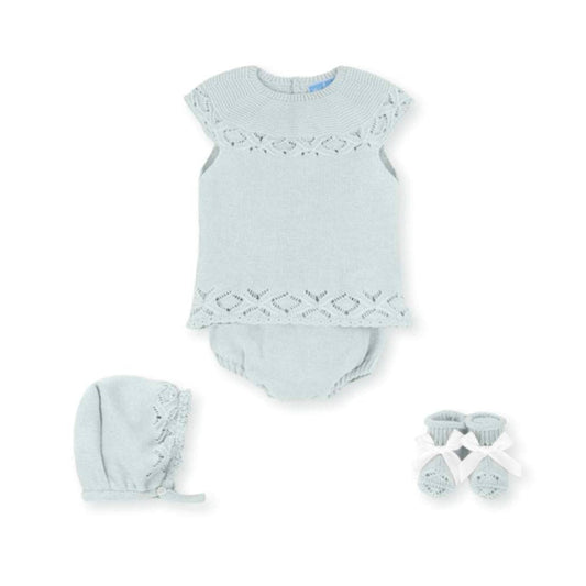 conjunto tejido color menta glaciar para bebe