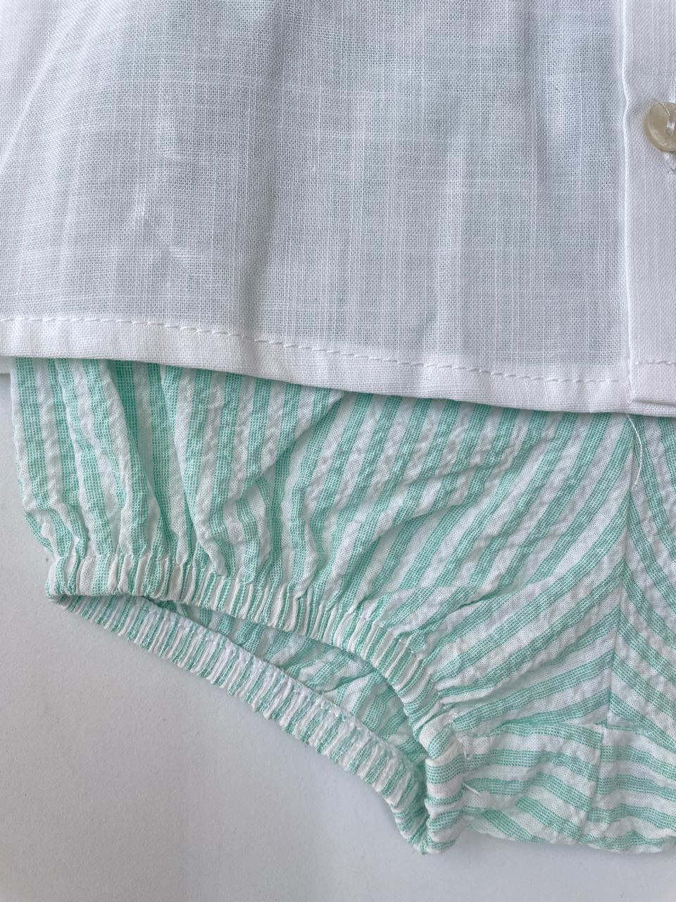 Conjunto camisa y calzón rayas menta