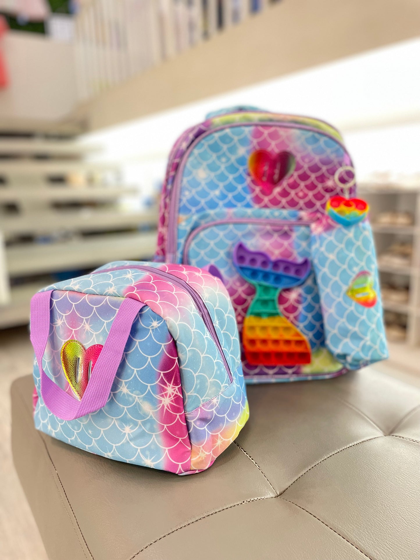 Set Mochila Lapicera y Lonchera Popit Cola de Sirena