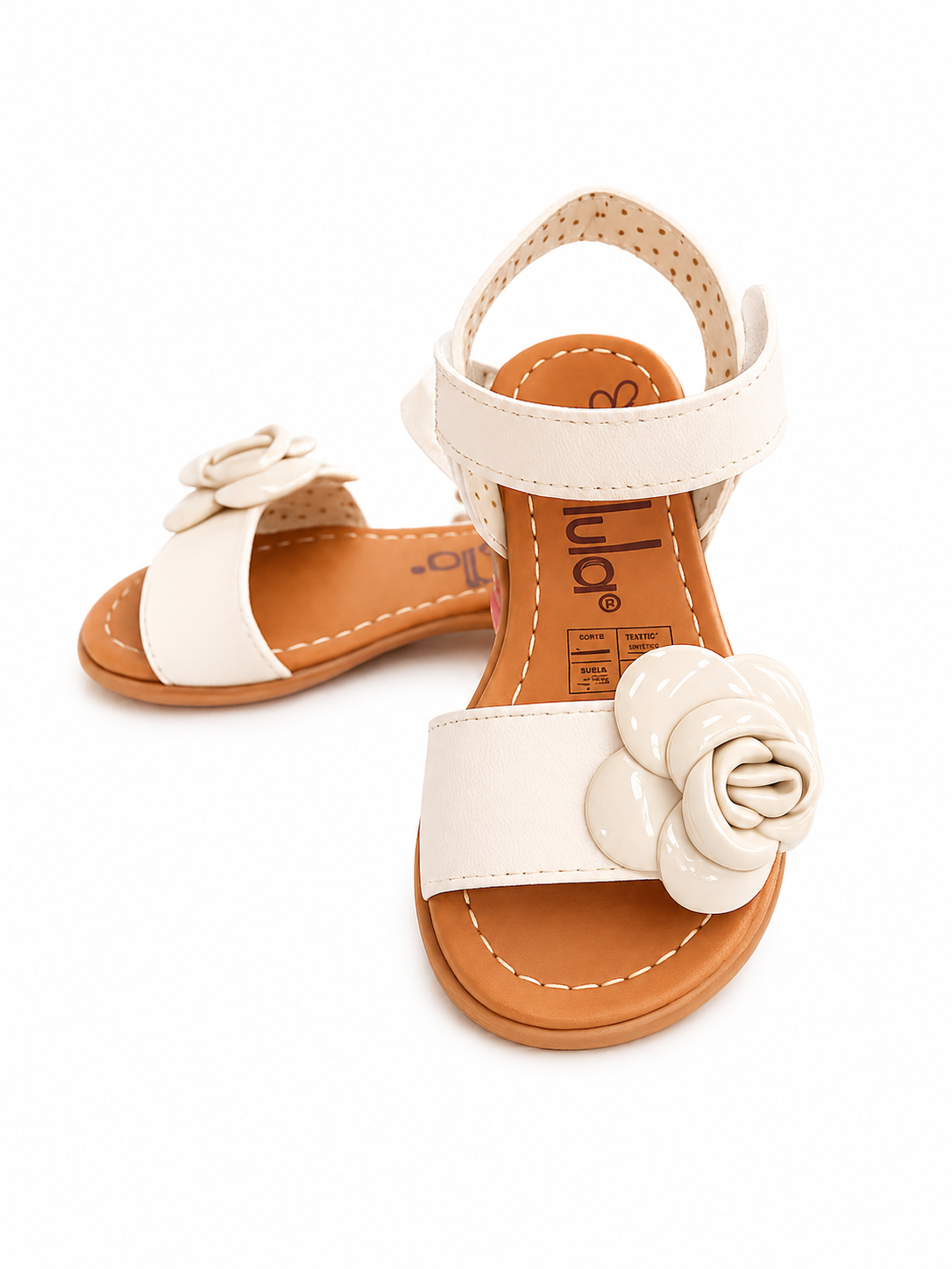 Huarache Juliette Rosete Ice con flor Charol