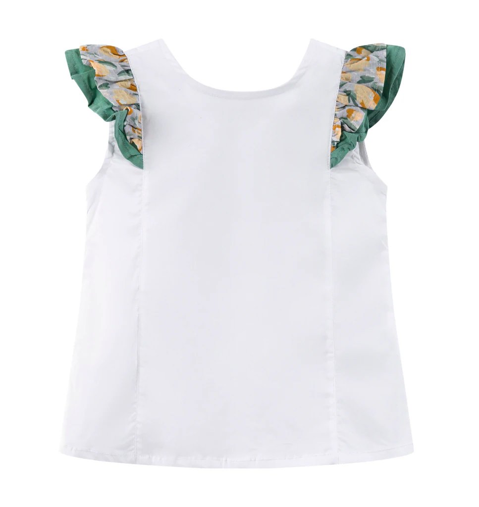 conjunto blusa y falda de olanes verde olivo