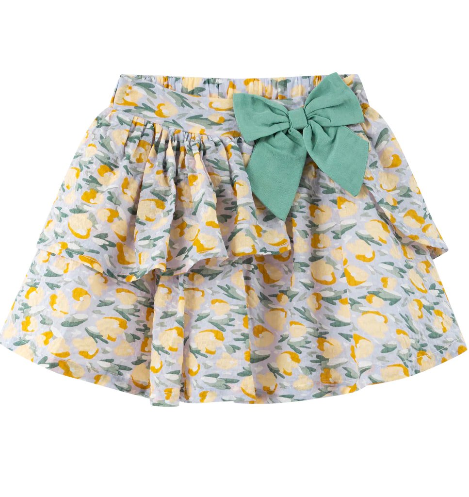 conjunto blusa y falda de olanes verde olivo