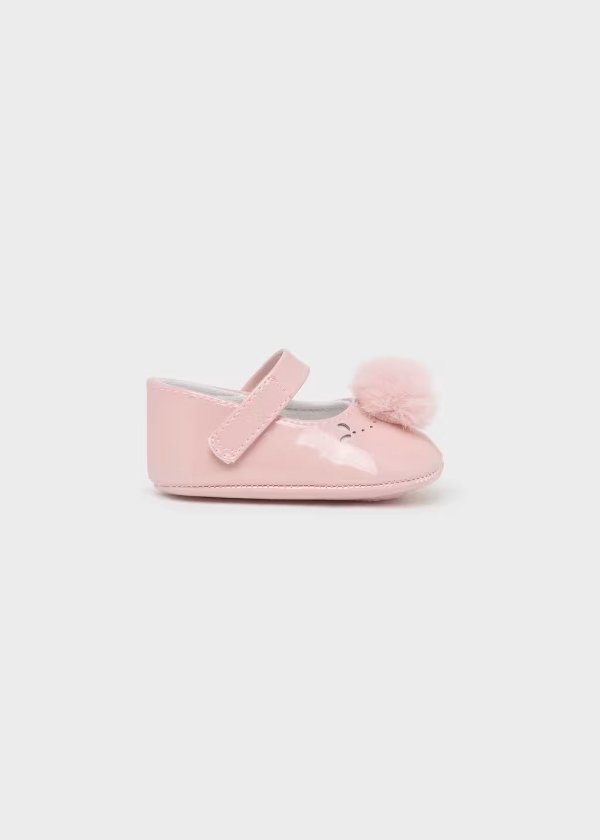merceditas pompon color rosa, para bebé