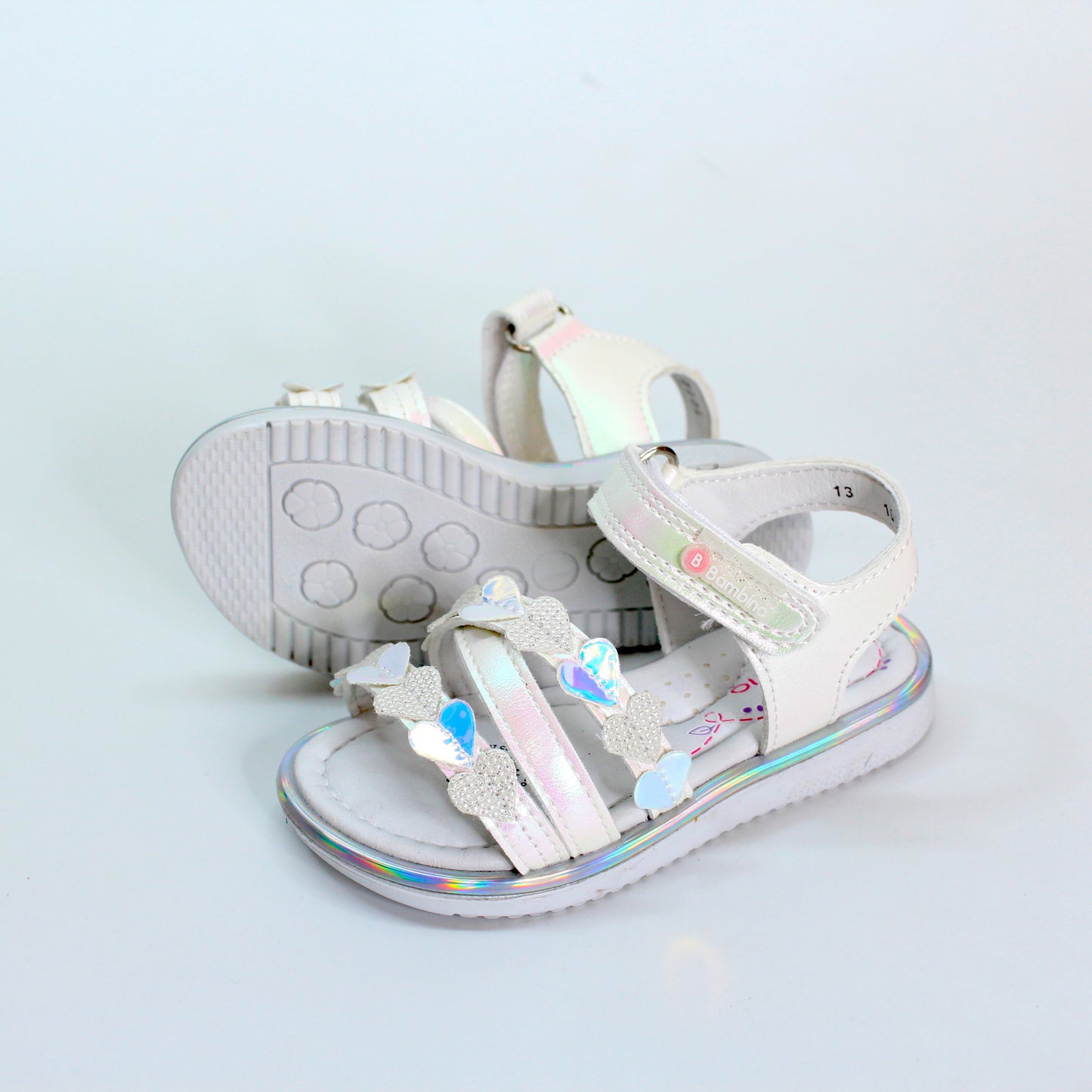 Huarache corazones blanco