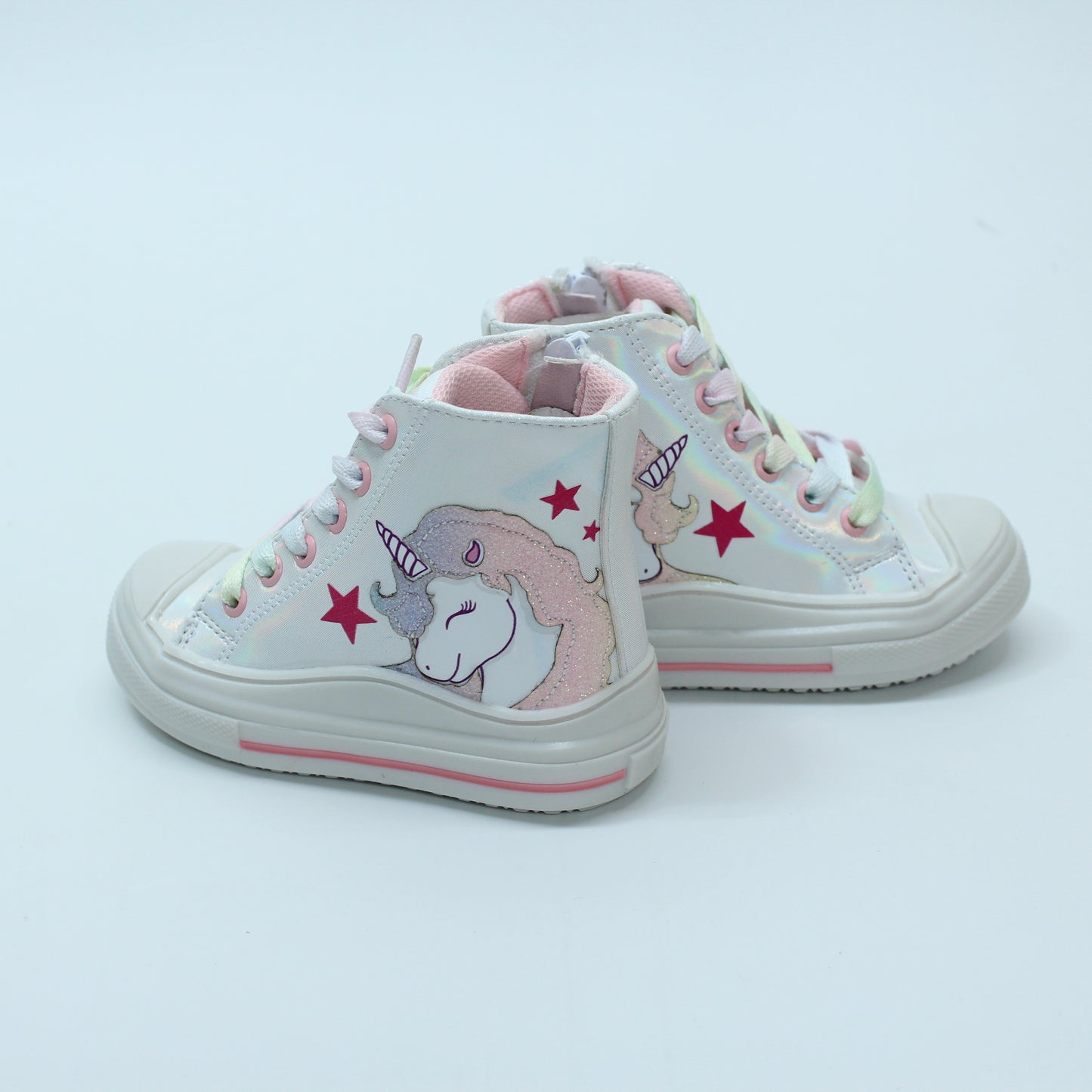Zapato teni, blanco tornasol, unicornio