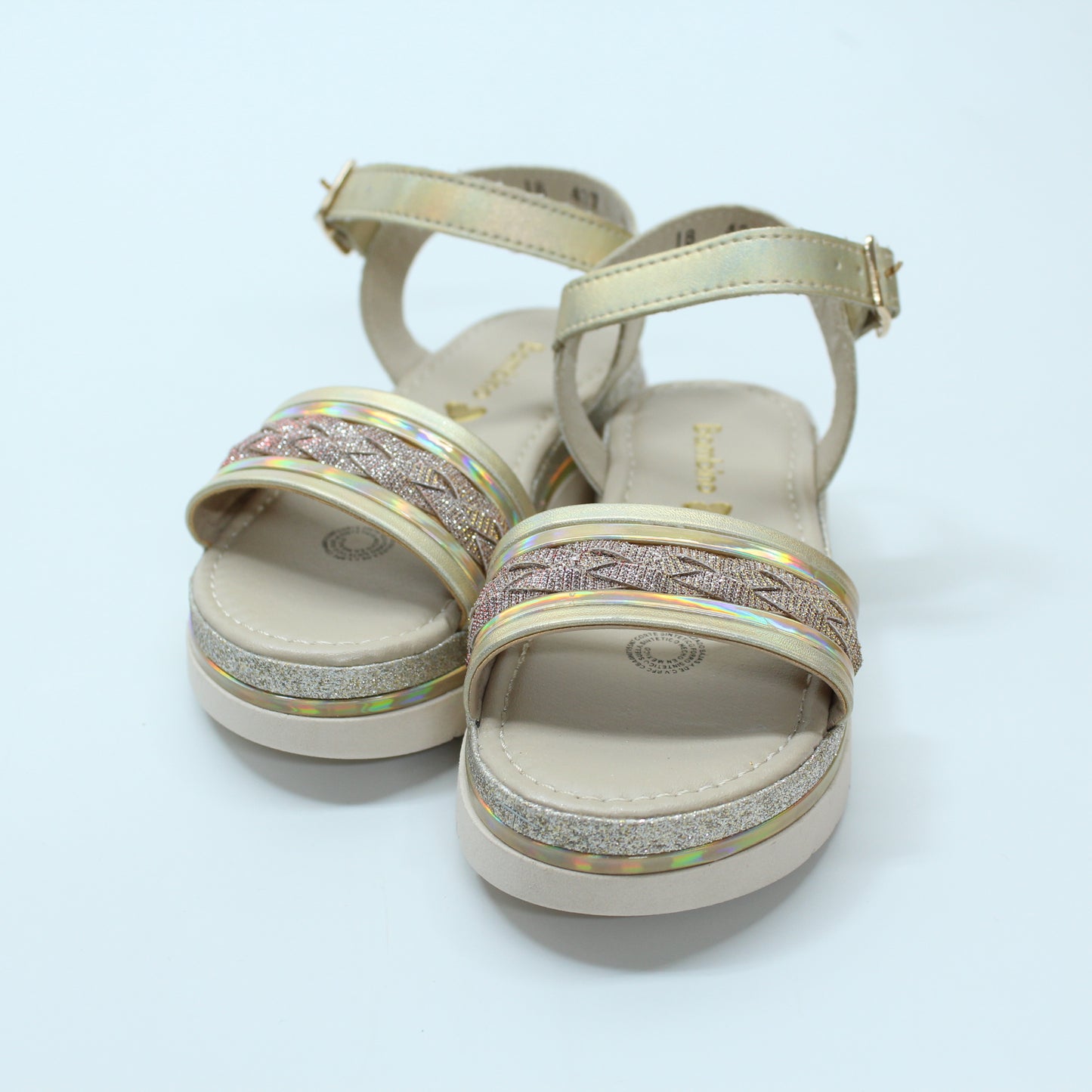 Huarache trenza oro, cierre con hebilla