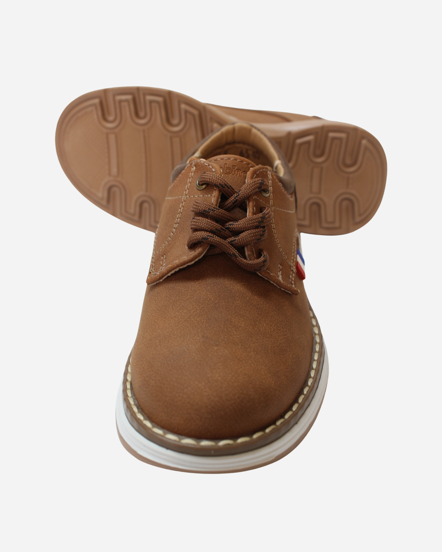 Zapato color camel con jareta bicolor