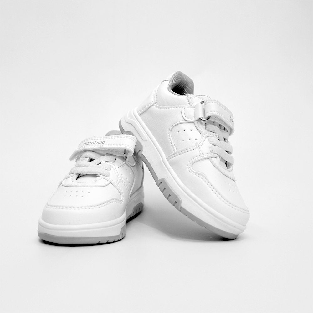 Tenis escolar blanco con agujetas, niña y niño