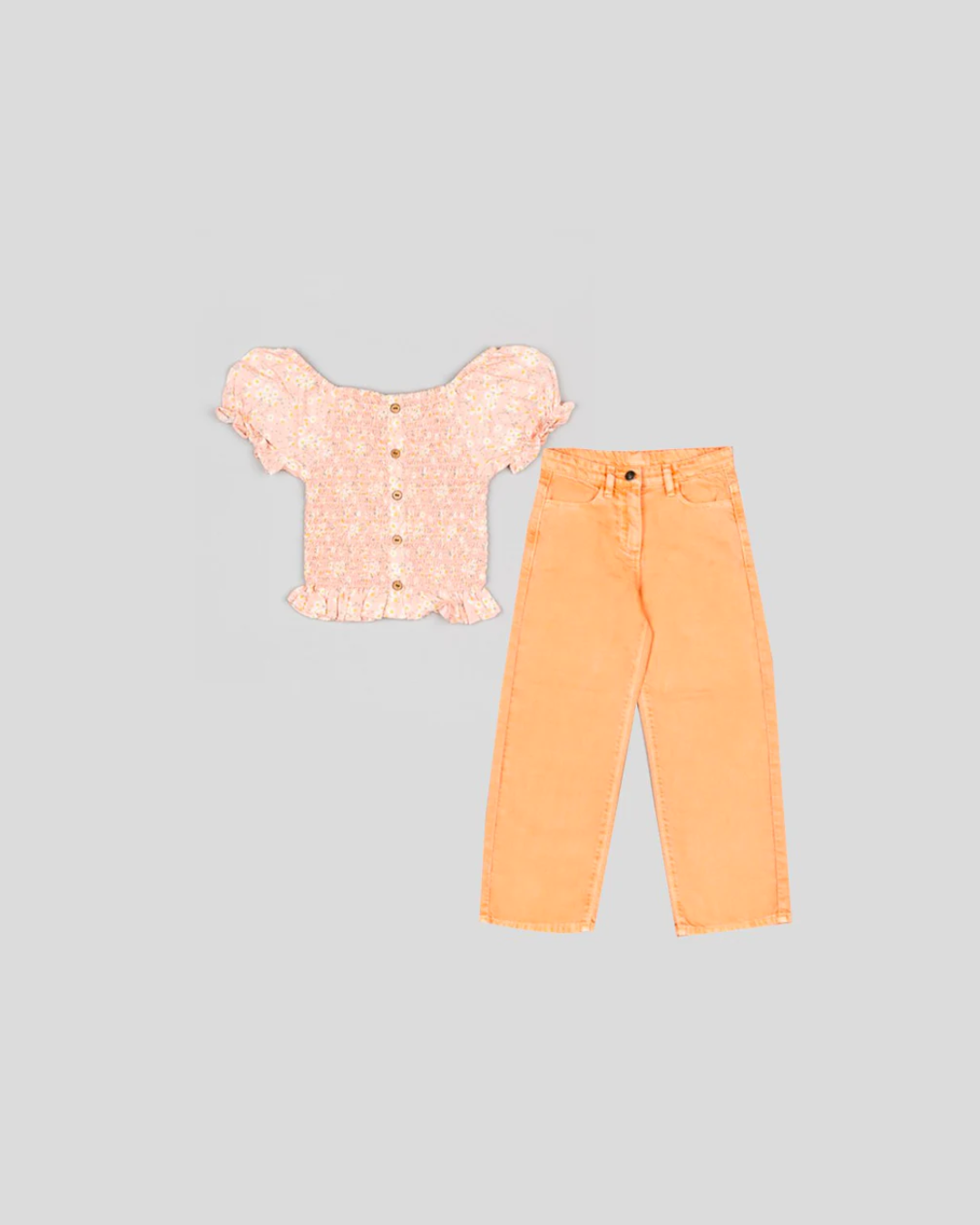 conjunto blusa pantalón color salmón