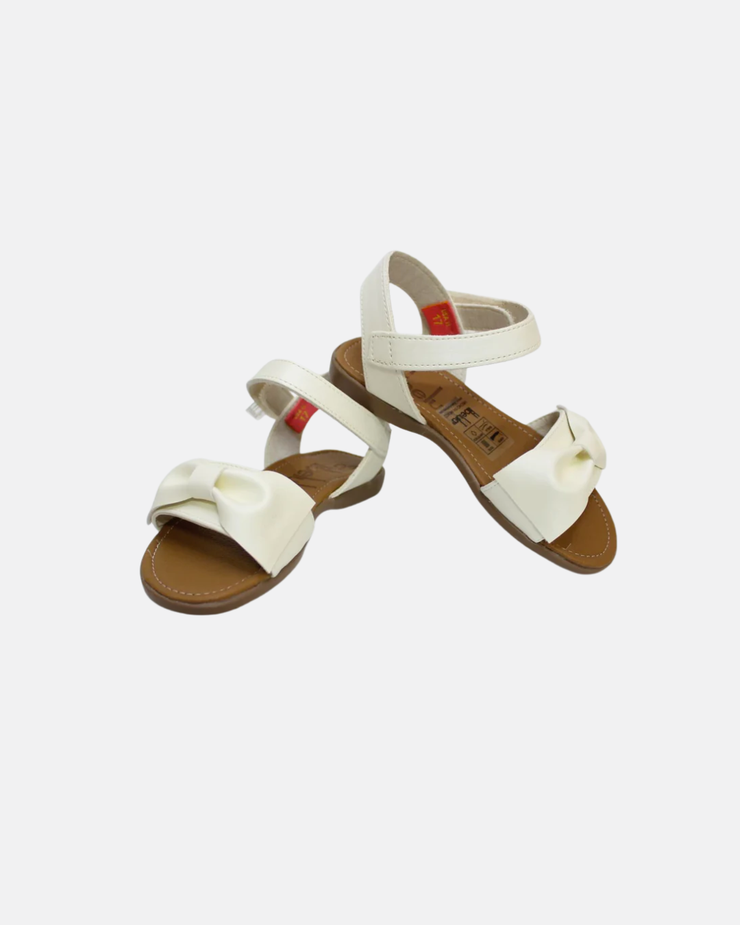 huarache color crema moño ancho cierre de velcro