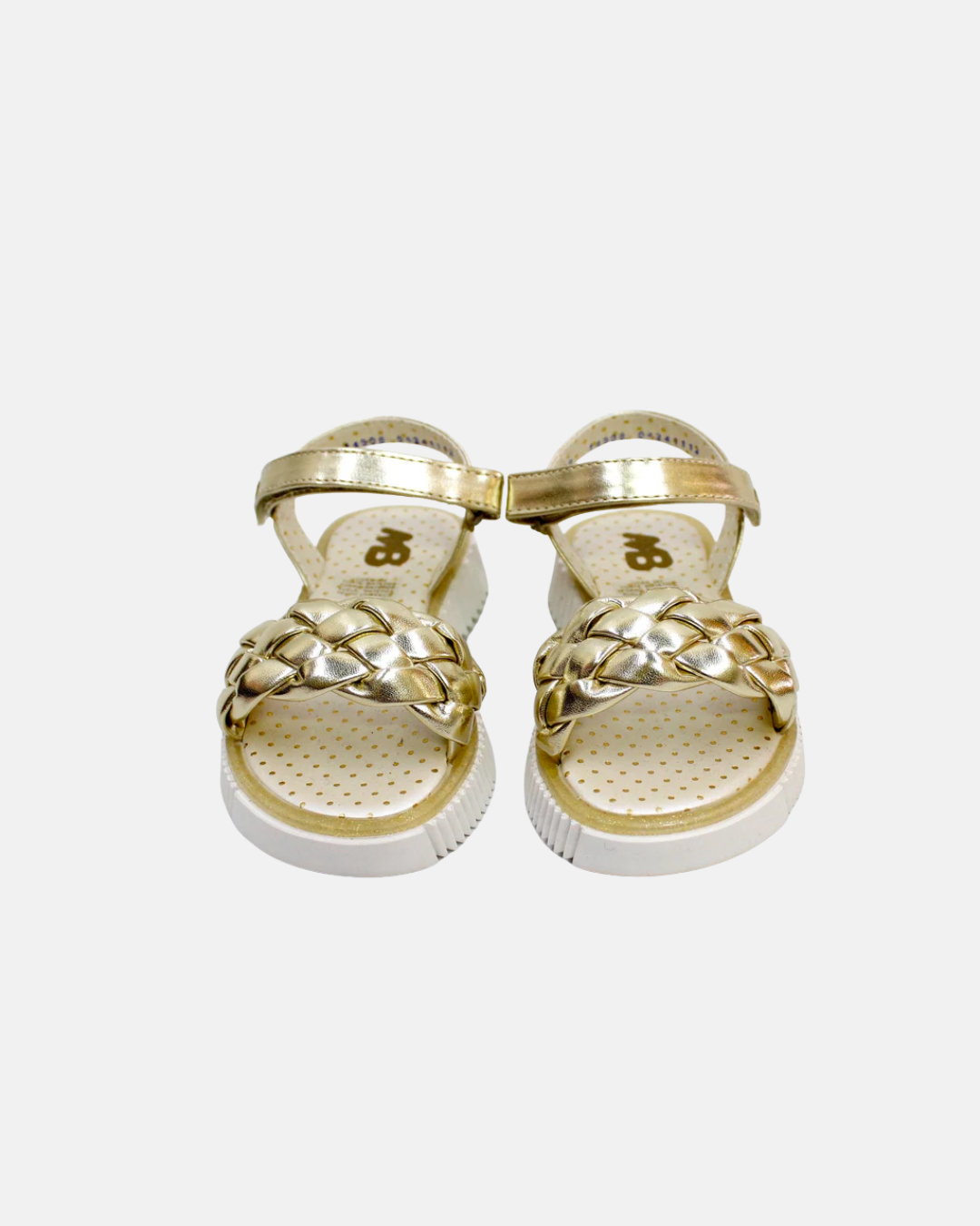 huarache trenza oro, cierre de velcro