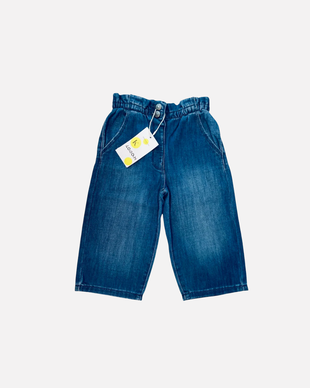Pantalón mezclilla con fruncido en la cintura