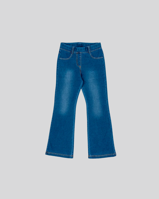 denim strech con semi campana color azul, marca losan