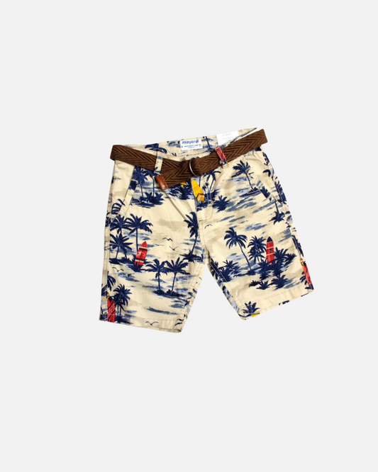 bermuda mayoral, print palmera, incluye cinturón