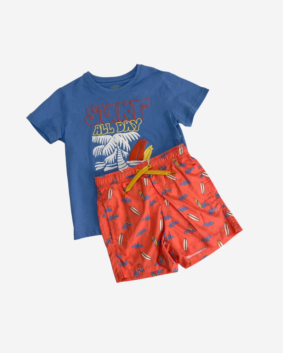 Traje de baño azul y naranja