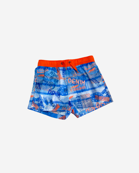 Bañador azul con elastico naranja