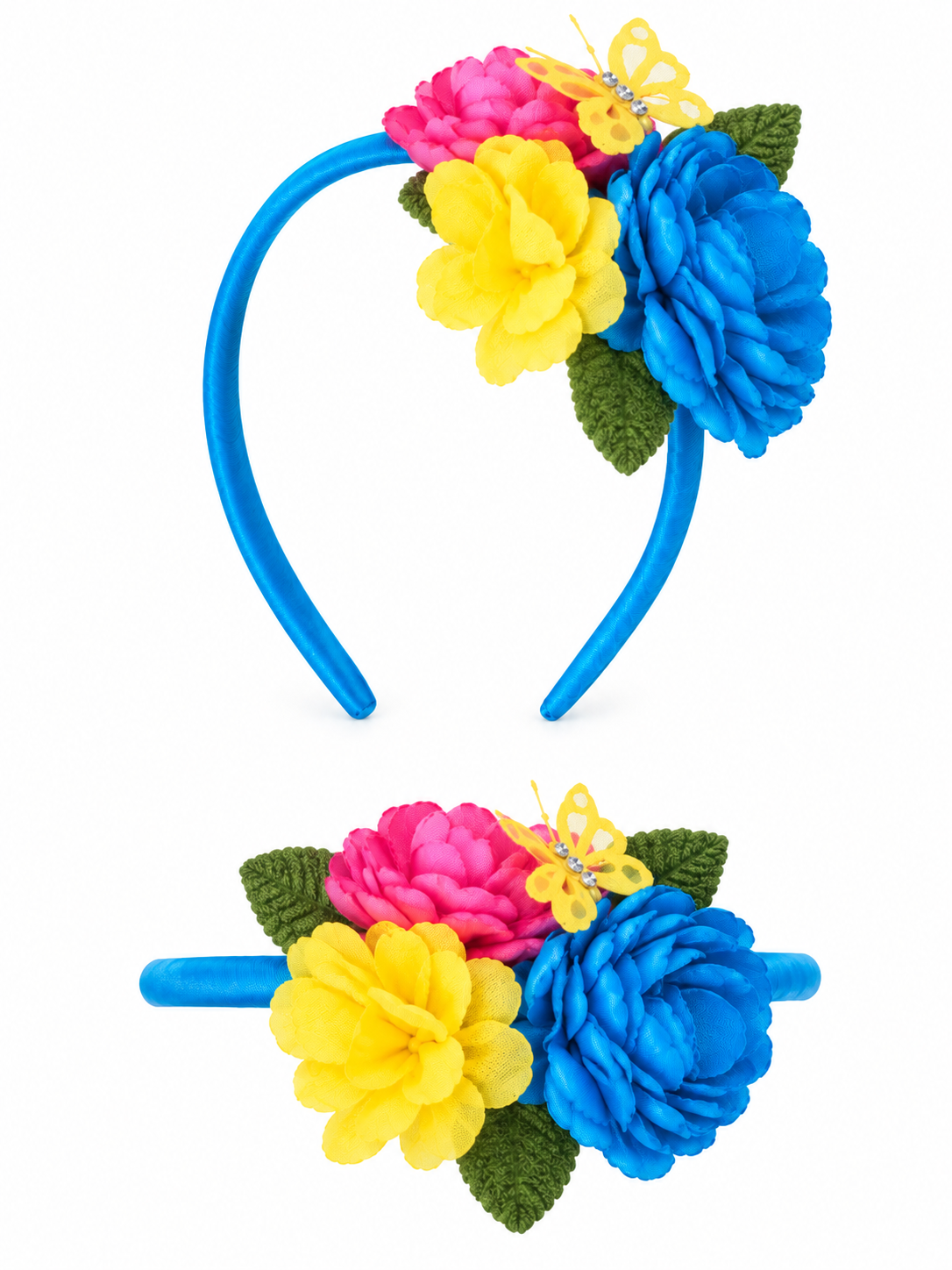 Diadema 3 flores patrio colores varios