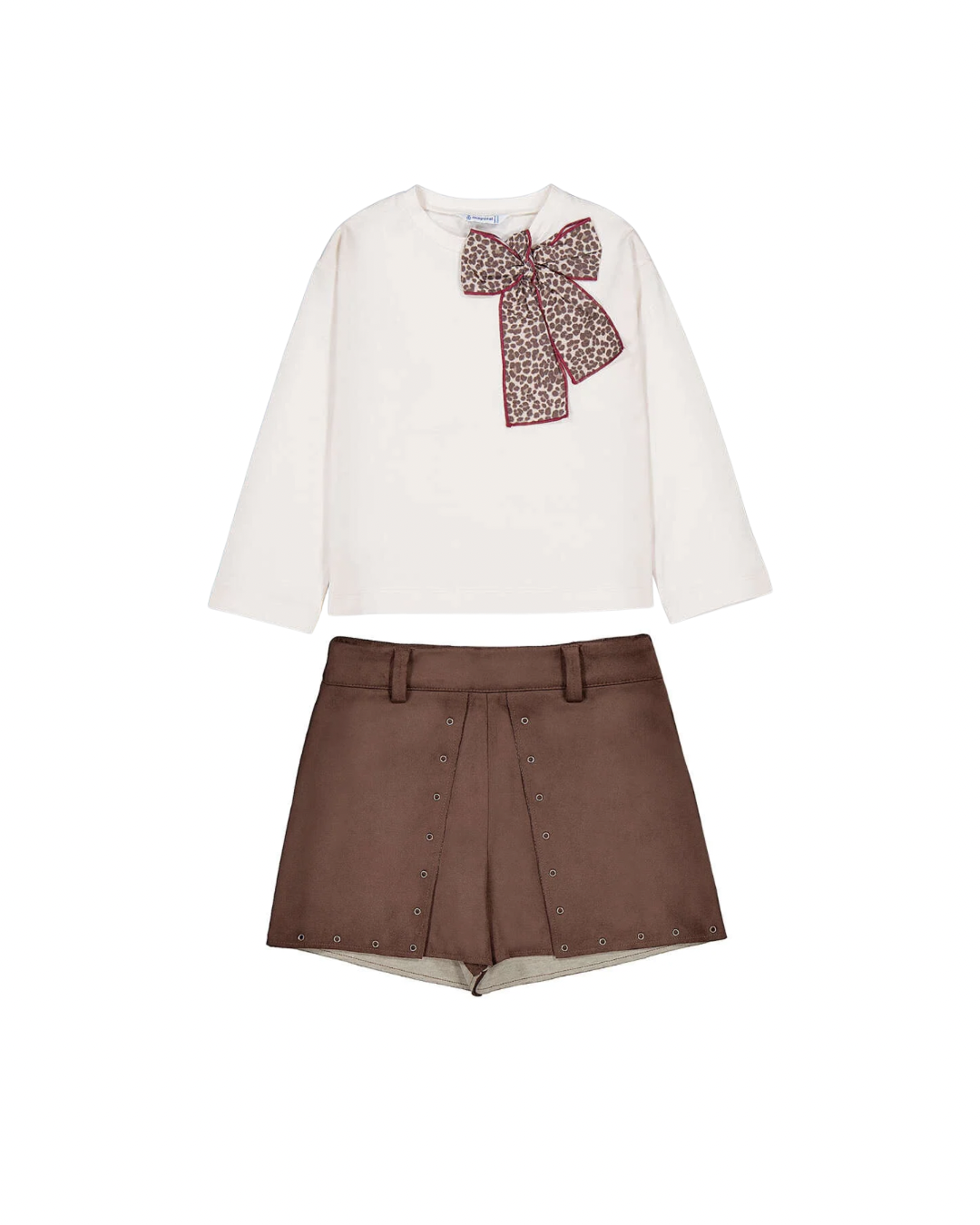 Set 2 piezas + falda gamuza con aberturas + blusa manga larga
