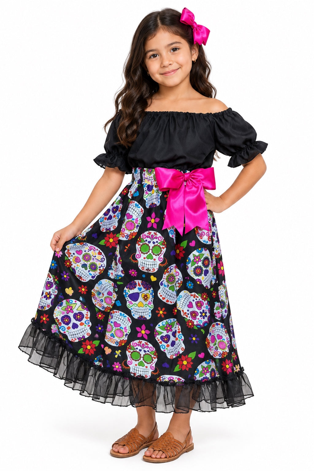 SET CATRINA BLUSA NEGRA Y FALDA OLAN NEGRO