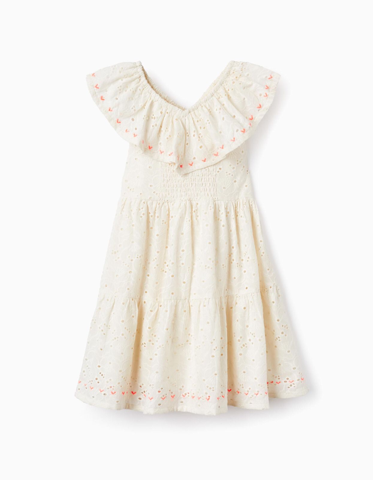 Vestido Crudo Tela Bordada