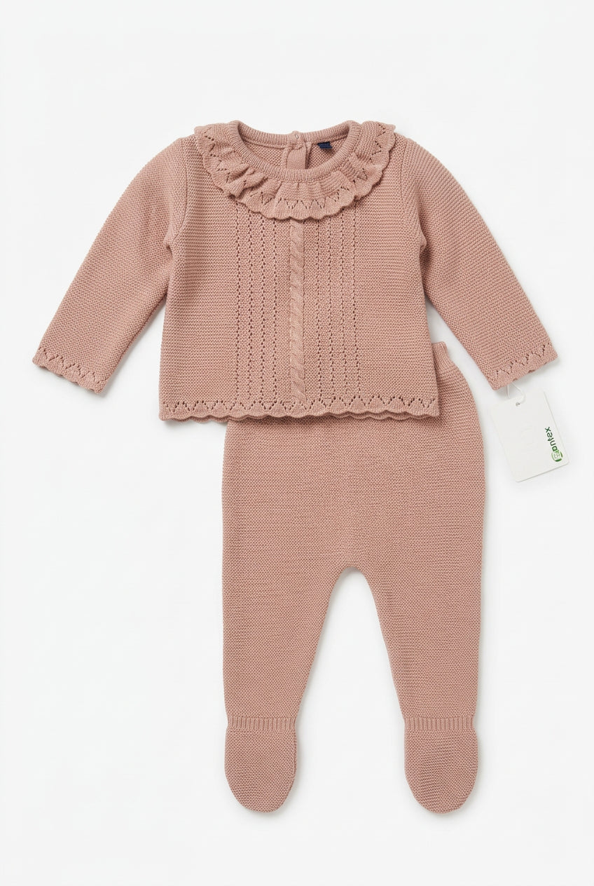 conjunto pañalero rosa palo para bebe