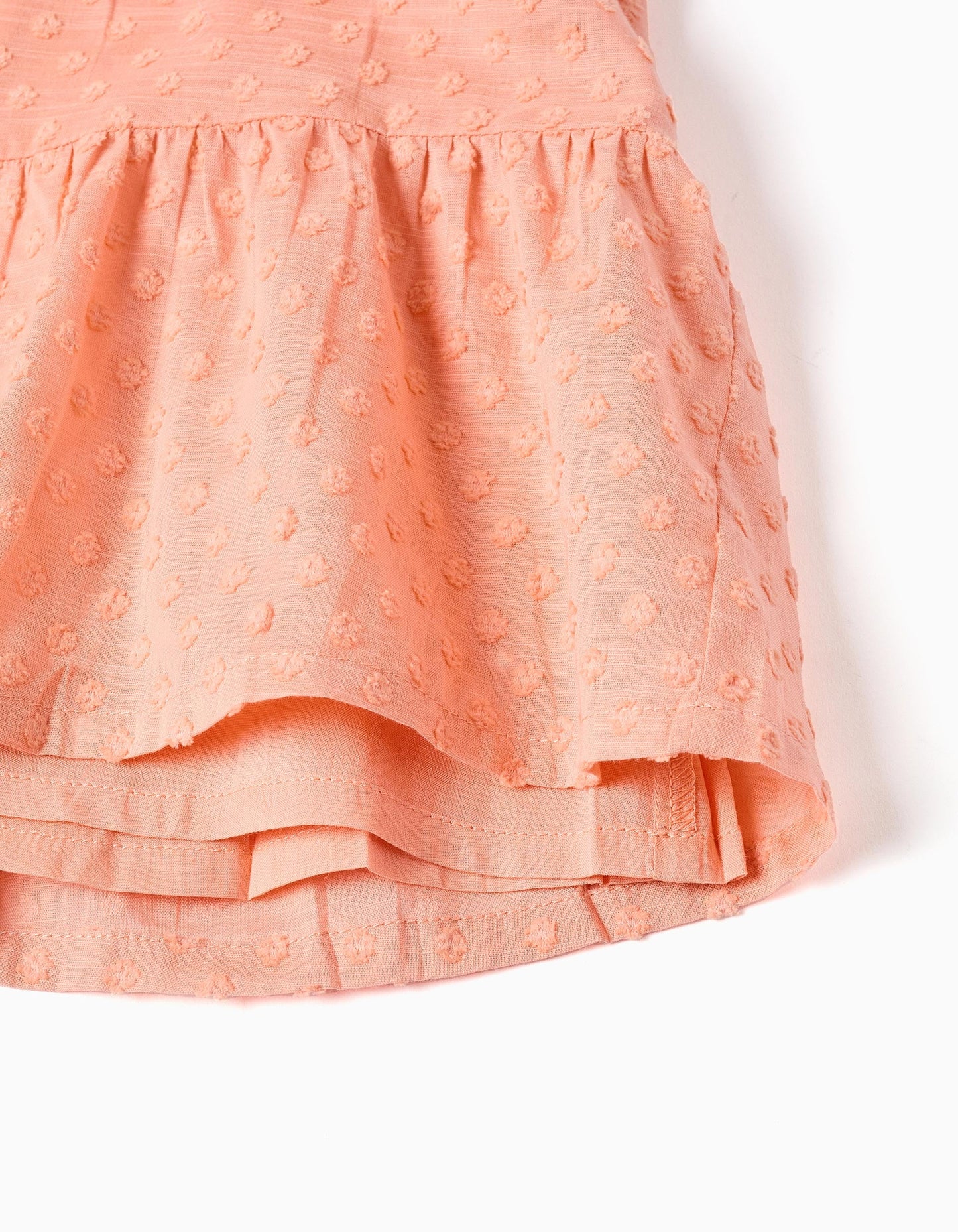 Vestido de algodón con bordado suizo para bebé niña, salmón naranja