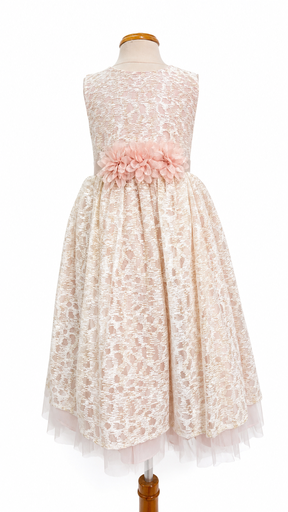 Vestido Ivory Tul Bordado 3 Flores