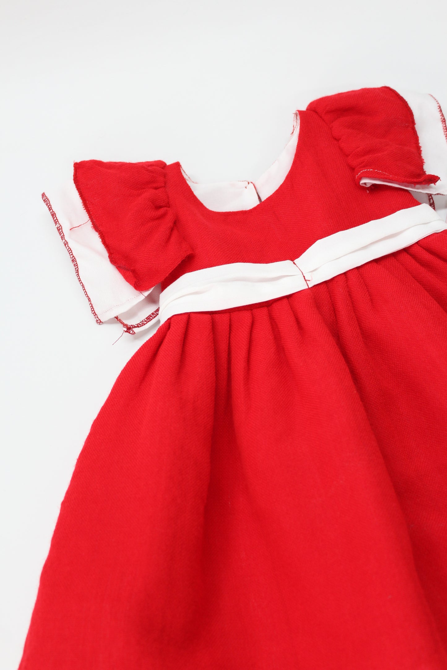 vestido patrio cambaya rojo y blanco