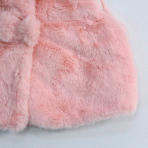 chaleco de peluche rosa, botón 2 moños