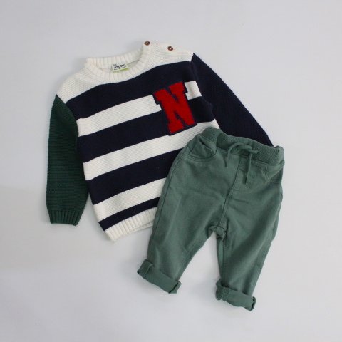 set suéter tejido con pantalón jogger color verde