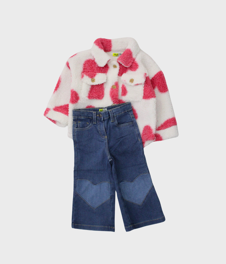 set sobrecamisa corazones y pantalón denim light